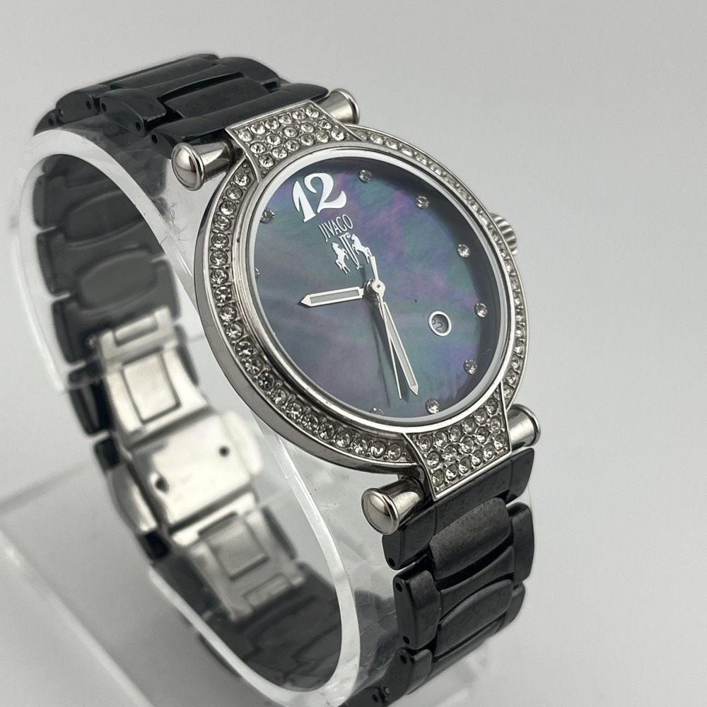 Jivago SwissWatch Women 36mm Case MOP Dial 7" Black Band JV2211- New Battery - Picture 2 of 8